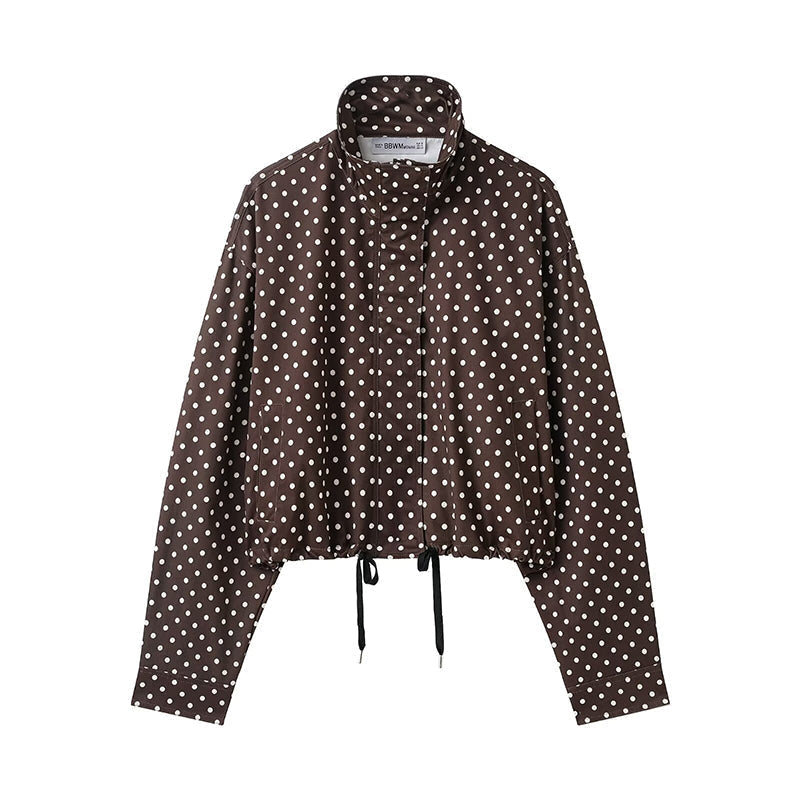 đșVente flash de printemps : 50 % de rĂ©duction !đVeste courte Ă pois pour femme avec col montant