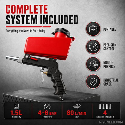 🚀 Portable Pneumatic Sand Blaster Gun – Rust Removal, Polishing & Detailing Tool