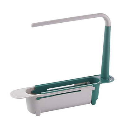 ✨ 2-in-1 Sink Organizer Rack – Expandable Sponge Holder & Kitchen Towel Drying Bar