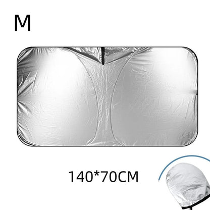 🚗 LIMITED-TIME 50% OFF! ✨ Windshield Sunshade Foldable Sun Shield – UV Protection, Includes Steering Wheel Cover, Pouch ☀️