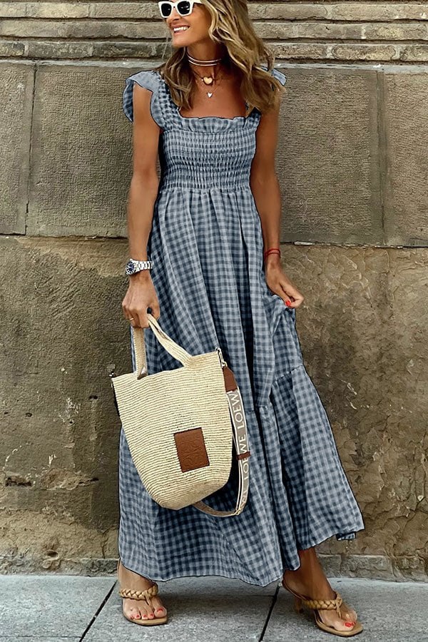 🔆⌛50% de réduction pour une durée limitée jusqu'à l'arrivée de l'été !🔥Tendance d’été femme collage plaid robe halter👗