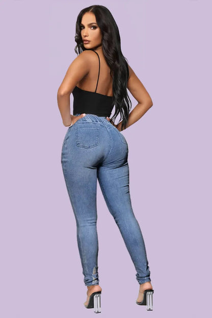 👖 OFFRE FLASH : 50% DE RÉDUCTION ! ⚡ Jean Skinny Stretch à Taille Ajustable – Tissu Élastique, Effet Remodelant & Coupe Parfaite ✨
