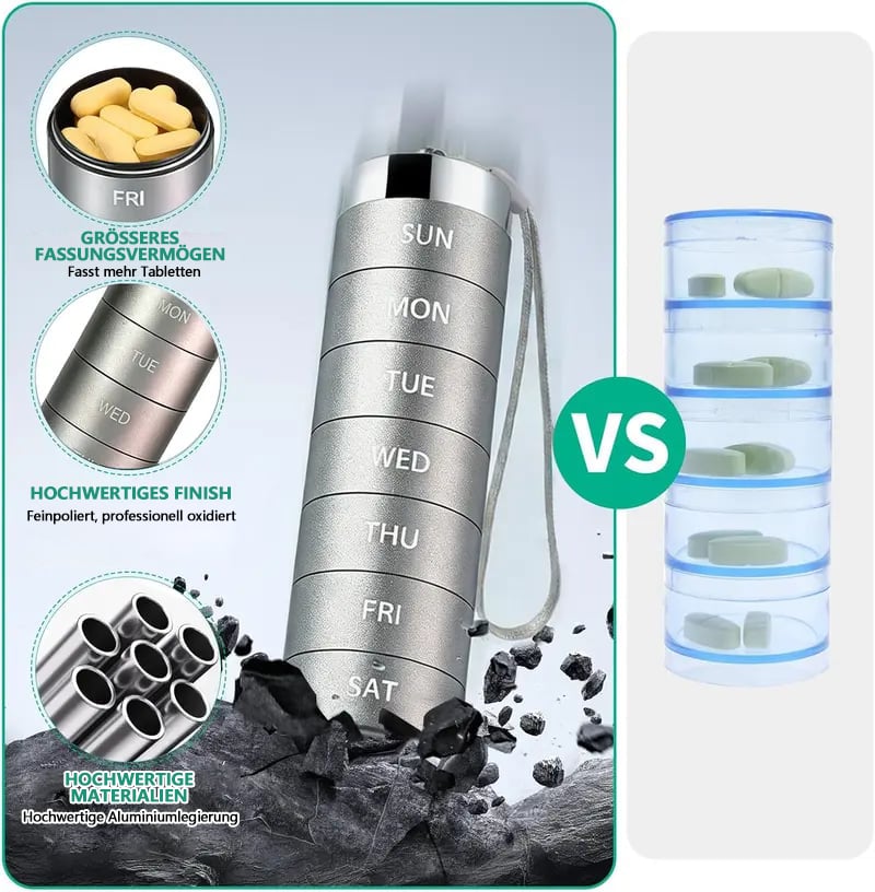💐50% DE RÉDUCTION ! Pilulier Métal Compact & Étanche – Compagnon de Voyage Idéal 🧳🔒【Prix Casse】