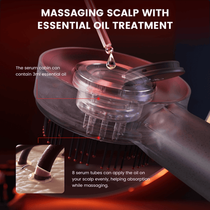 💎 50% DE RÉDUCTION ! 💎 Brosse de Massage du Cuir Chevelu 3-en-1 – Lumière Rouge 630 nm, 72 Picots & Applicateur d’Huile pour Croissance Capillaire Accélérée 🌿💆‍♀️