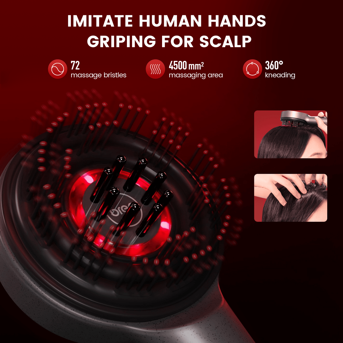 💎 50% DE RÉDUCTION ! 💎 Brosse de Massage du Cuir Chevelu 3-en-1 – Lumière Rouge 630 nm, 72 Picots & Applicateur d’Huile pour Croissance Capillaire Accélérée 🌿💆‍♀️