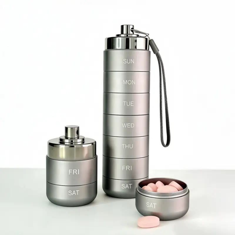 💐50% DE RÉDUCTION ! Pilulier Métal Compact & Étanche – Compagnon de Voyage Idéal 🧳🔒【Prix Casse】