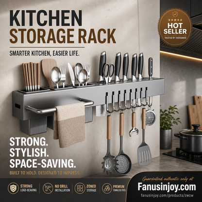 🍽️ 50% OFF! ✨ Multifunctional Kitchen Chopstick Cage & Knife Holder – Zoned Storage, Hollowed Drainage Design & Premium Carbon Steel – Clear Messy Countertops in One Go 👨‍🍳