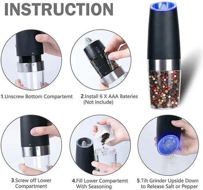 ✨🔥 Vente50% OFF – Moulin à sel et poivre électrique automatique à induction par gravité ⚡🧂⚫