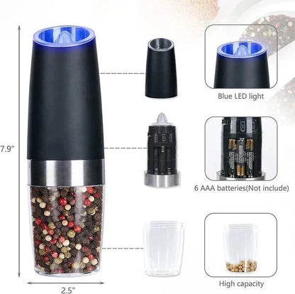 ✨🔥 Vente50% OFF – Moulin à sel et poivre électrique automatique à induction par gravité ⚡🧂⚫