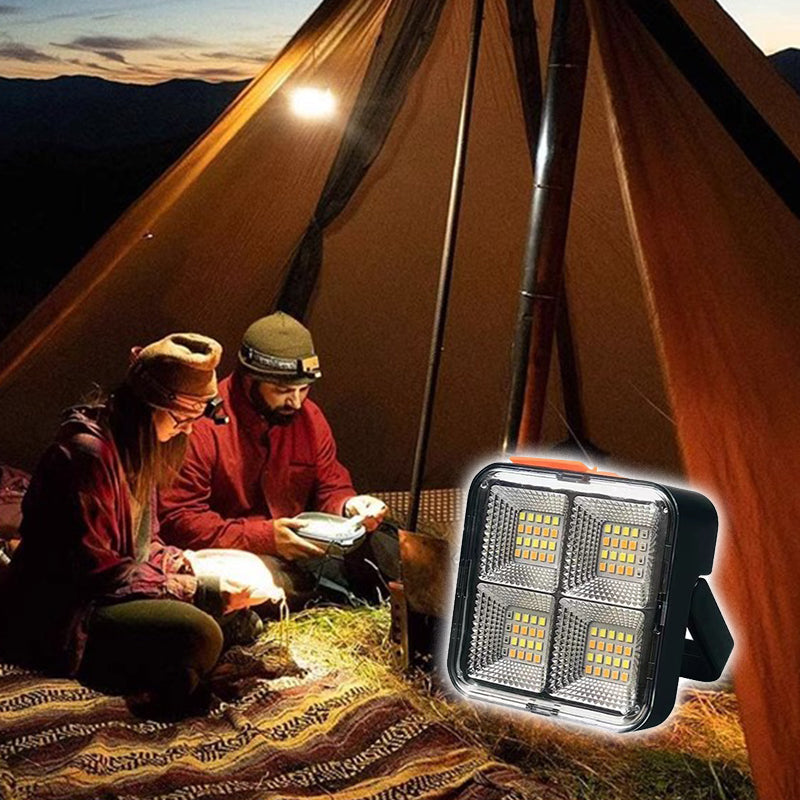 🏕️ Indispensable pour le camping, le bricolage et les urgences ! Lampe de travail solaire – 4 modes d’éclairage, un seul outil 🏕️