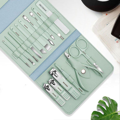 ✂️🧰 50% DE RÉDUCTION – Kit de Coupe-Ongles Portable (12/16 Pièces) | Acier inoxydable, étui en simili cuir, idéal pour la maison et les voyages 🎒✨
