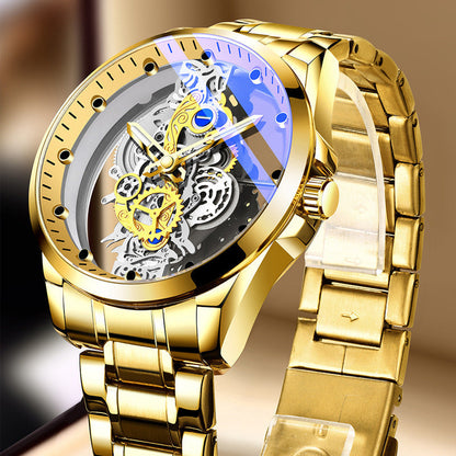 ⌚ 50% OFF NOW! ✨ Skeleton Men's Watch – Visible Movement & Tourbillon Effect, Luminous Hands, 30M Waterproof – Steel or Leather Strap 💎