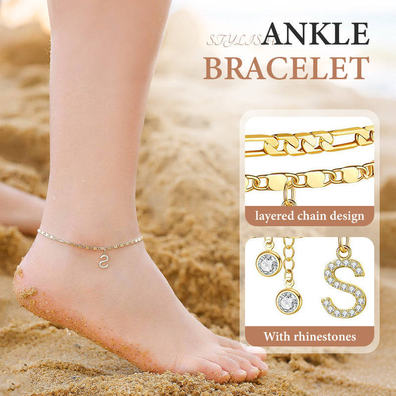 💫🔥 ½ PRIX ! Bracelet de cheville superposé doré – 2 chaînes fines, look bohème chic, cadeau idéal pour elle 🎁🌞