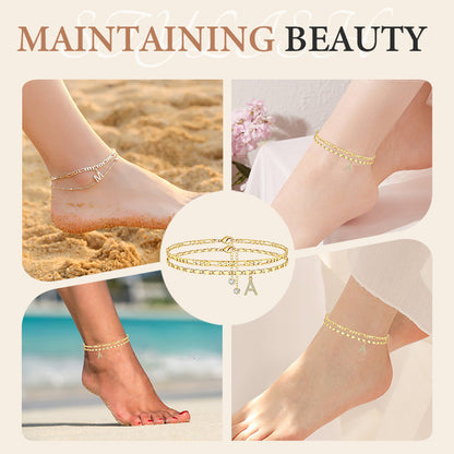 💫🔥 ½ PRIX ! Bracelet de cheville superposé doré – 2 chaînes fines, look bohème chic, cadeau idéal pour elle 🎁🌞