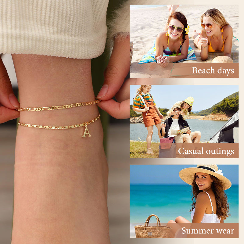 💫🔥 ½ PRIX ! Bracelet de cheville superposé doré – 2 chaînes fines, look bohème chic, cadeau idéal pour elle 🎁🌞