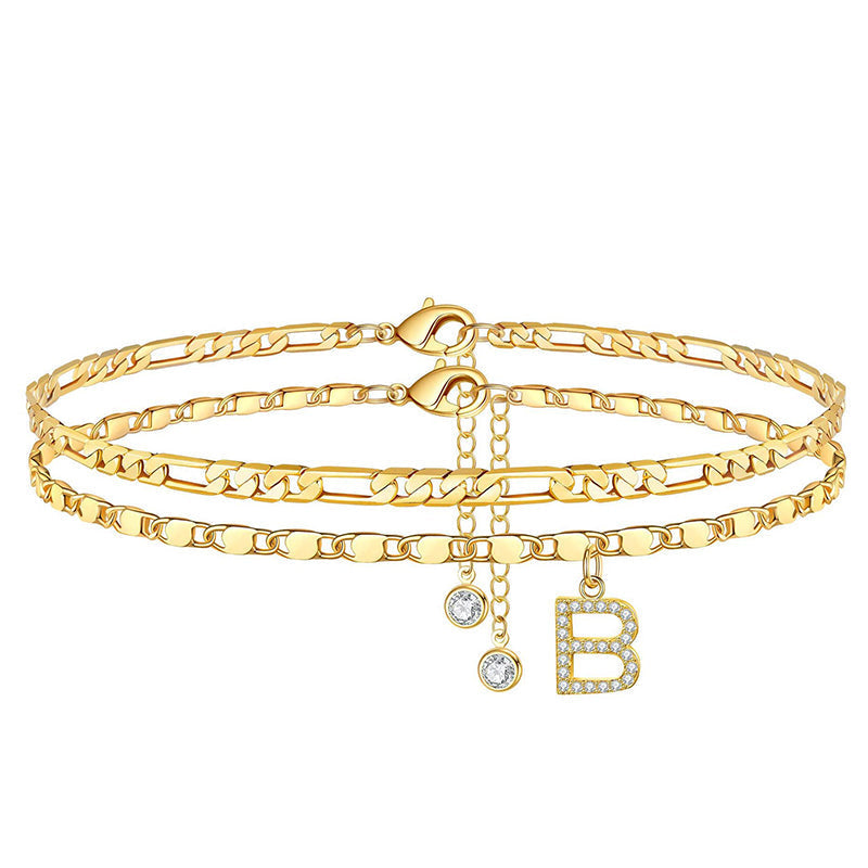 💫🔥 ½ PRIX ! Bracelet de cheville superposé doré – 2 chaînes fines, look bohème chic, cadeau idéal pour elle 🎁🌞