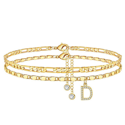 💫🔥 ½ PRIX ! Bracelet de cheville superposé doré – 2 chaînes fines, look bohème chic, cadeau idéal pour elle 🎁🌞