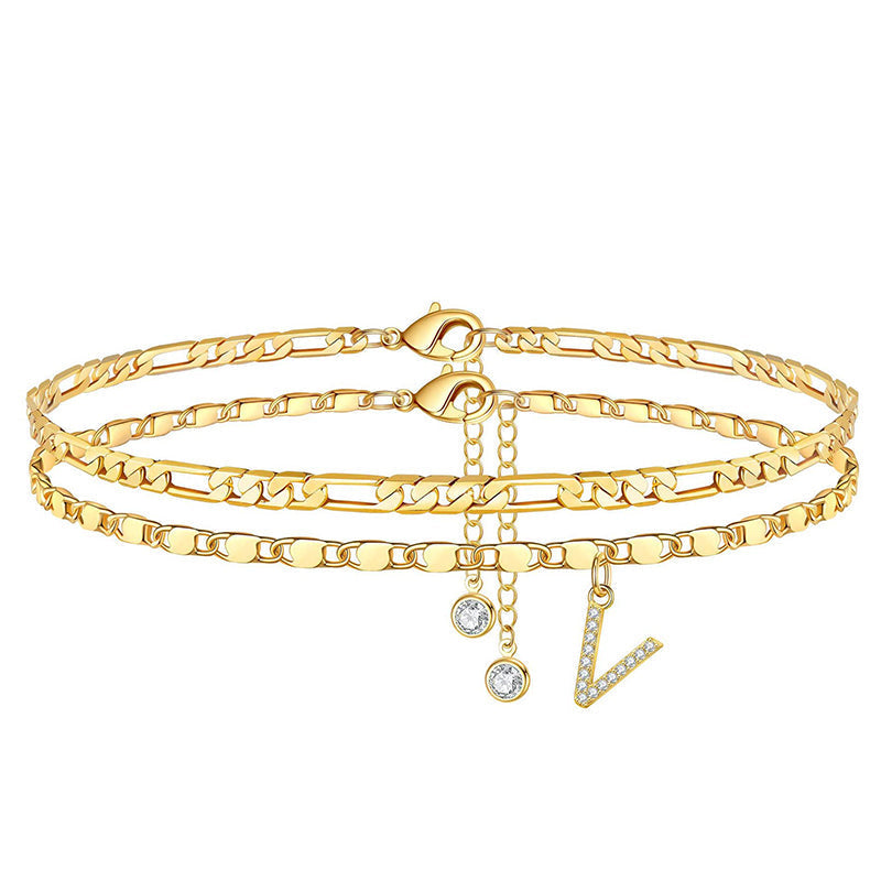 💫🔥 ½ PRIX ! Bracelet de cheville superposé doré – 2 chaînes fines, look bohème chic, cadeau idéal pour elle 🎁🌞