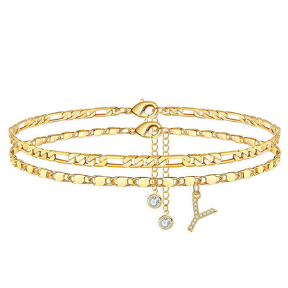💫🔥 ½ PRIX ! Bracelet de cheville superposé doré – 2 chaînes fines, look bohème chic, cadeau idéal pour elle 🎁🌞