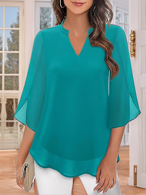 💖Chemise en mousseline à encolure en V