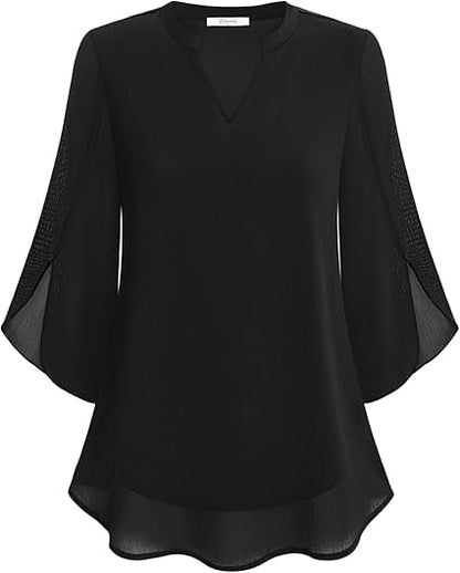 💖Chemise en mousseline à encolure en V