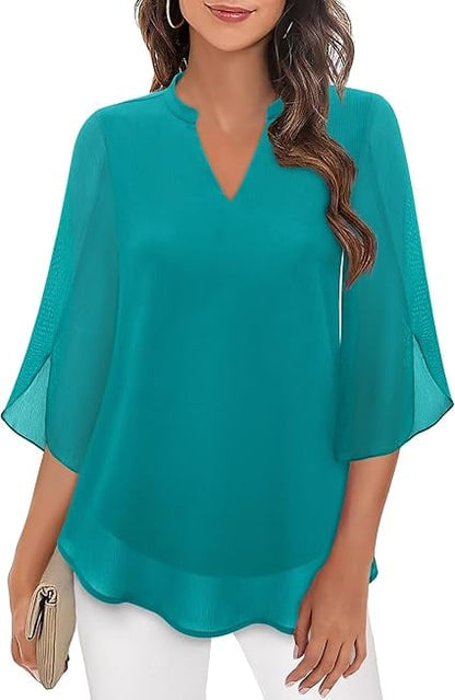 💖Chemise en mousseline à encolure en V