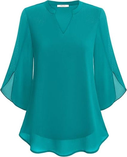 💖Chemise en mousseline à encolure en V