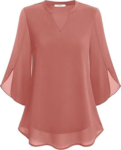 💖Chemise en mousseline à encolure en V