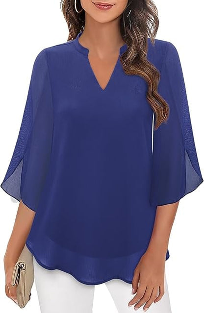 💖Chemise en mousseline à encolure en V