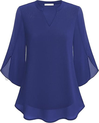 💖Chemise en mousseline à encolure en V