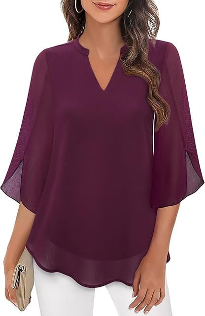 💖Chemise en mousseline à encolure en V