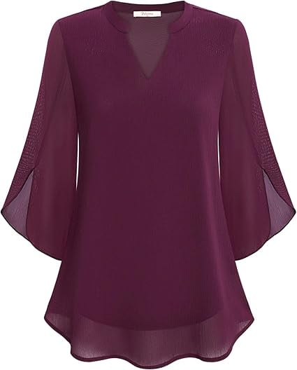 💖Chemise en mousseline à encolure en V