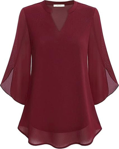 💖Chemise en mousseline à encolure en V