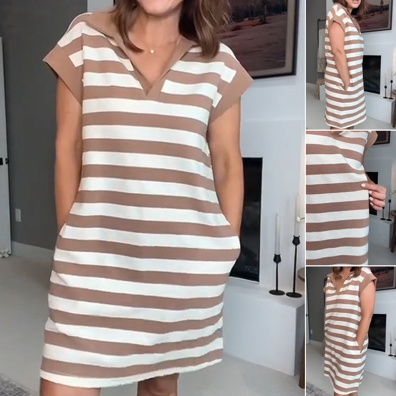 👗Robe rayée sans manches pour femme | Style chic et décontracté
