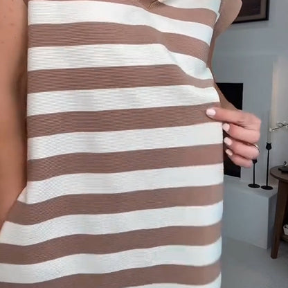 👗Robe rayée sans manches pour femme | Style chic et décontracté