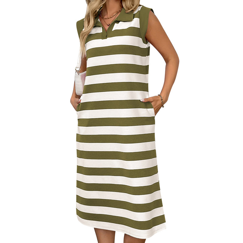 👗Robe rayée sans manches pour femme | Style chic et décontracté