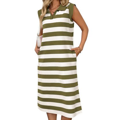 👗Robe rayée sans manches pour femme | Style chic et décontracté