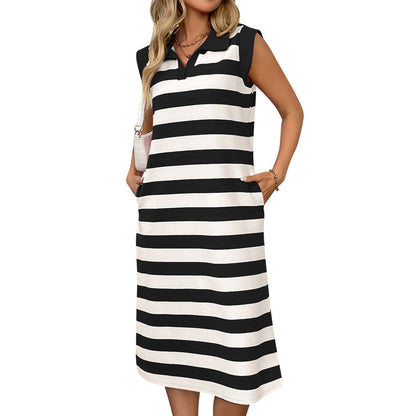 👗Robe rayée sans manches pour femme | Style chic et décontracté