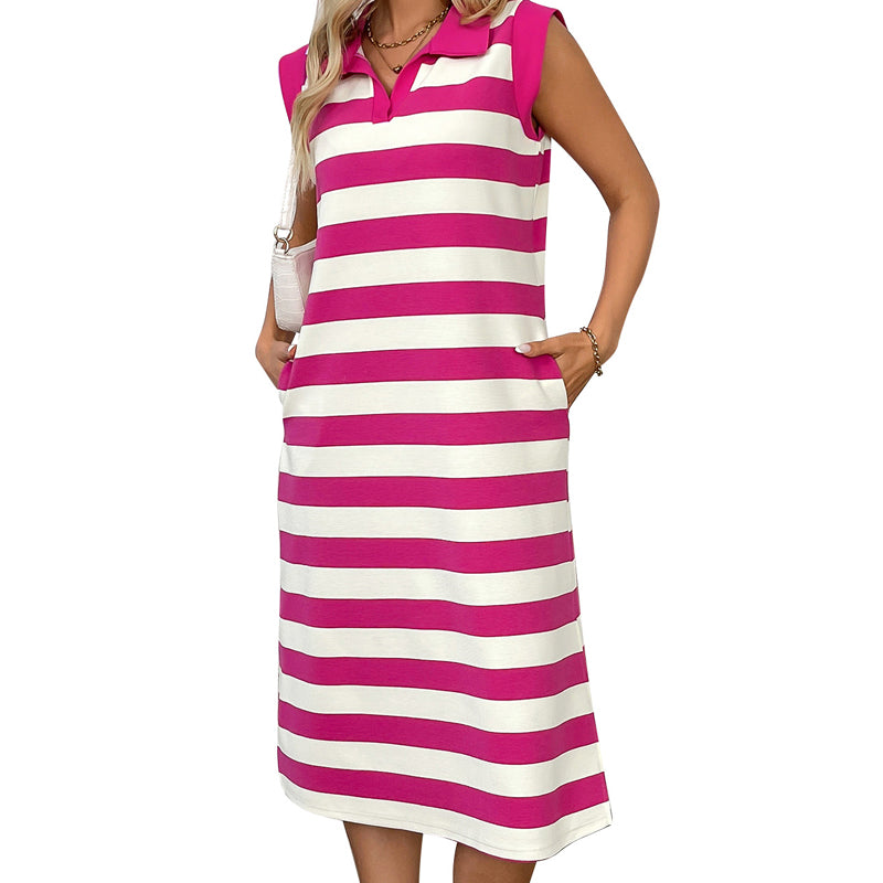👗Robe rayée sans manches pour femme | Style chic et décontracté