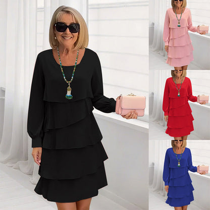 👗 50 % de réduction 🍂 Robe à manches longues à volants superposés pour femme