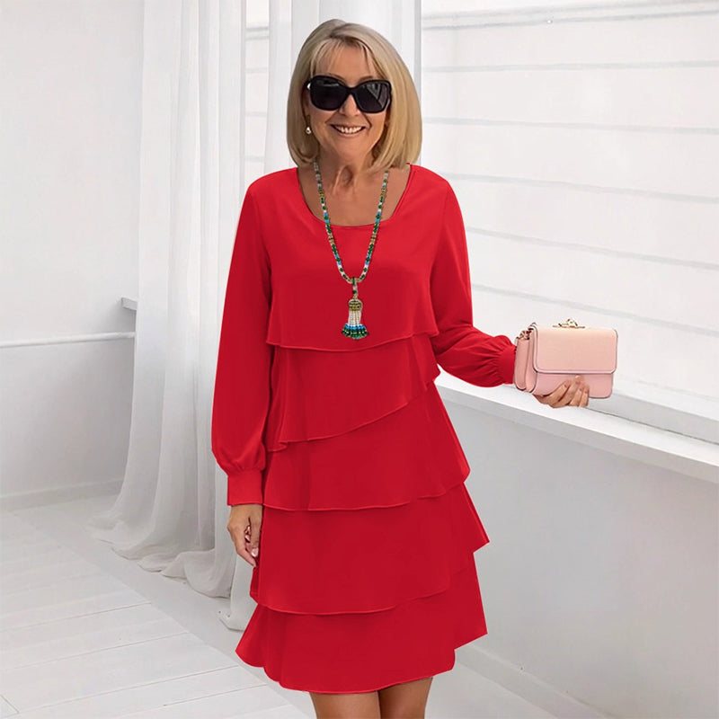 👗 50 % de réduction 🍂 Robe à manches longues à volants superposés pour femme