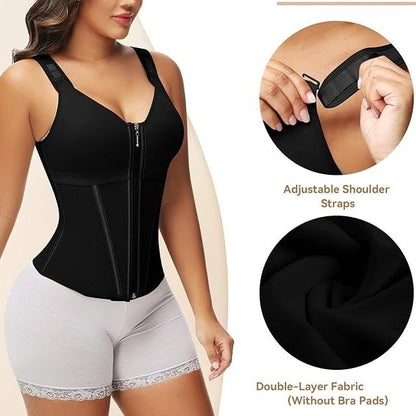 💎 50% DE RÉDUCTION ! 💎 Gaine Amincissante Ventre Plat – 17 Baleines en Acier, Double Compression & Bretelles Réglables 🖤✨