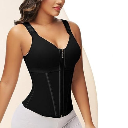 💎 50% DE RÉDUCTION ! 💎 Gaine Amincissante Ventre Plat – 17 Baleines en Acier, Double Compression & Bretelles Réglables 🖤✨