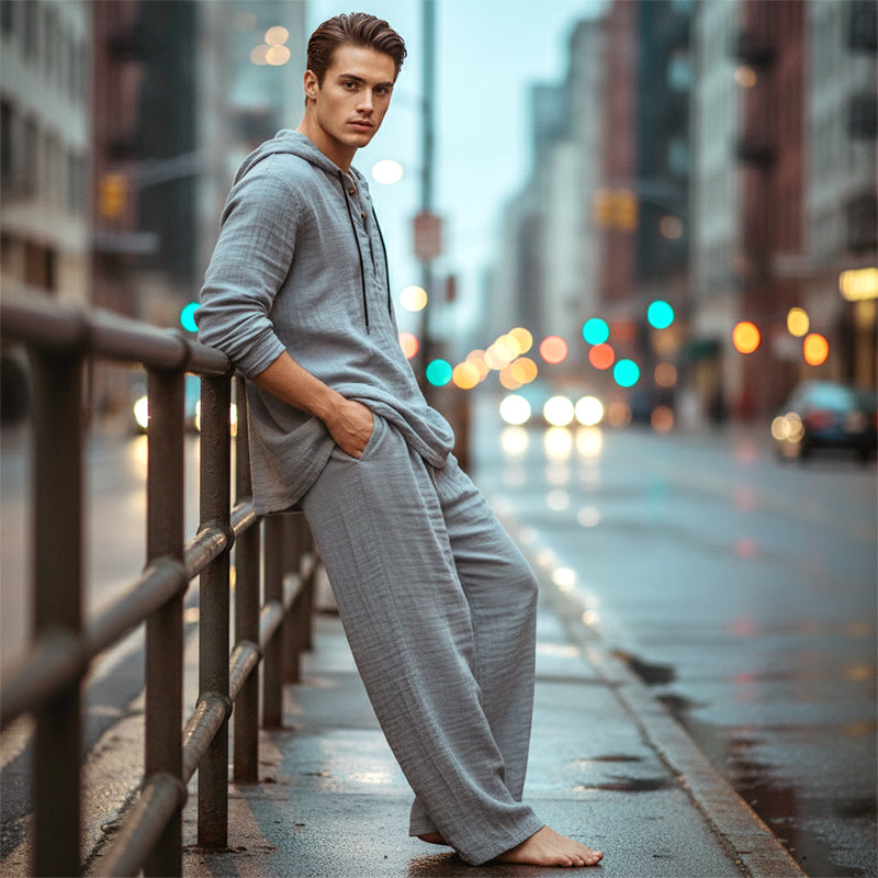 👕 60% DE RÉDUCTION! 🔥 Ensemble 2 Pièces pour Homme – Haut à Capuche Ample & Pantalon, Look Décontracté & Confortable 👖