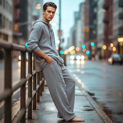 👕 60% DE RÉDUCTION! 🔥 Ensemble 2 Pièces pour Homme – Haut à Capuche Ample & Pantalon, Look Décontracté & Confortable 👖