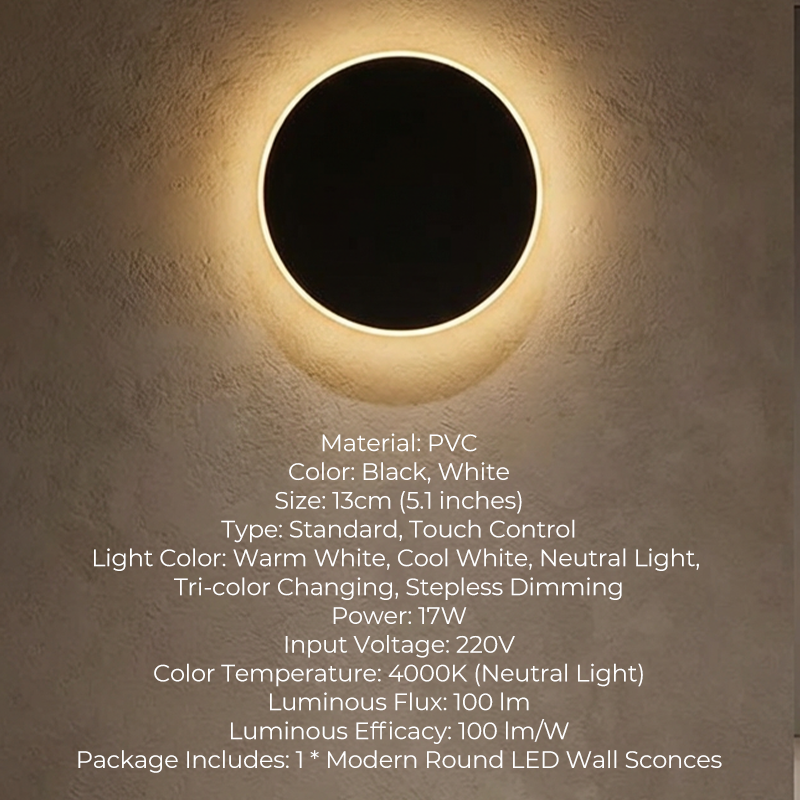💡🌟 PROMO -50% ! Applique Murale LED Ronde Moderne – Commande Tactile, Éclairage RGB Réglable & Design Élégant