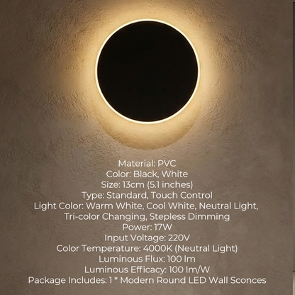 💡🌟 PROMO -50% ! Applique Murale LED Ronde Moderne – Commande Tactile, Éclairage RGB Réglable & Design Élégant