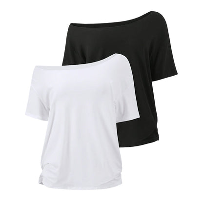 ✨🔥 50% DE RÉDUCTION – Ensemble deux pièces pour femme : haut ample à épaules dénudées | Tendance, léger, parfait pour l'été 🌞💃