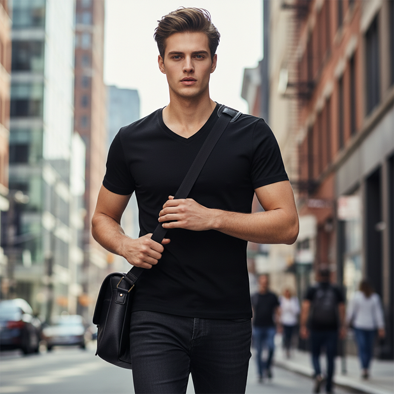 📢50 % de réduction! ⏰ T-shirt classique à manches courtes en coton et col en V