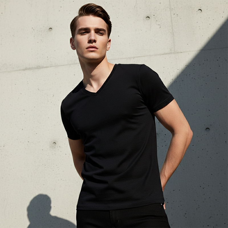 📢50 % de réduction! ⏰ T-shirt classique à manches courtes en coton et col en V